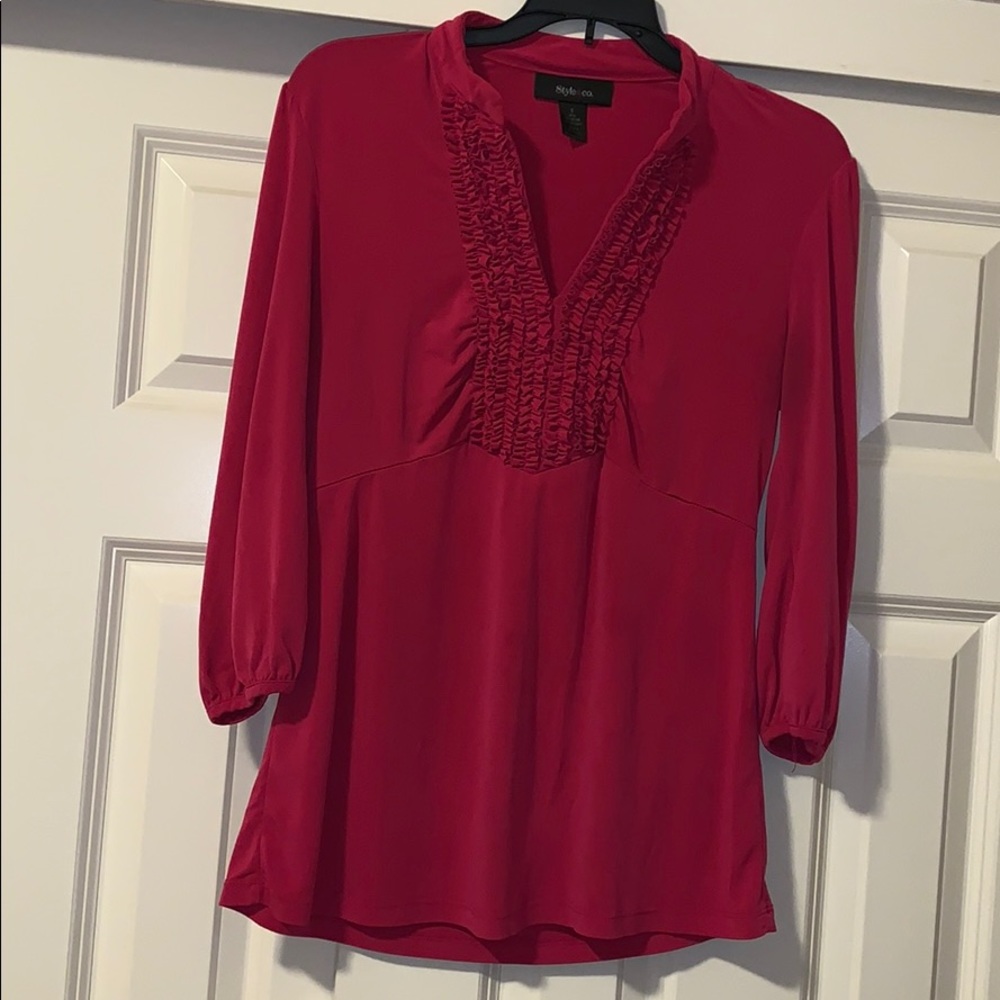 Pink ruffled top